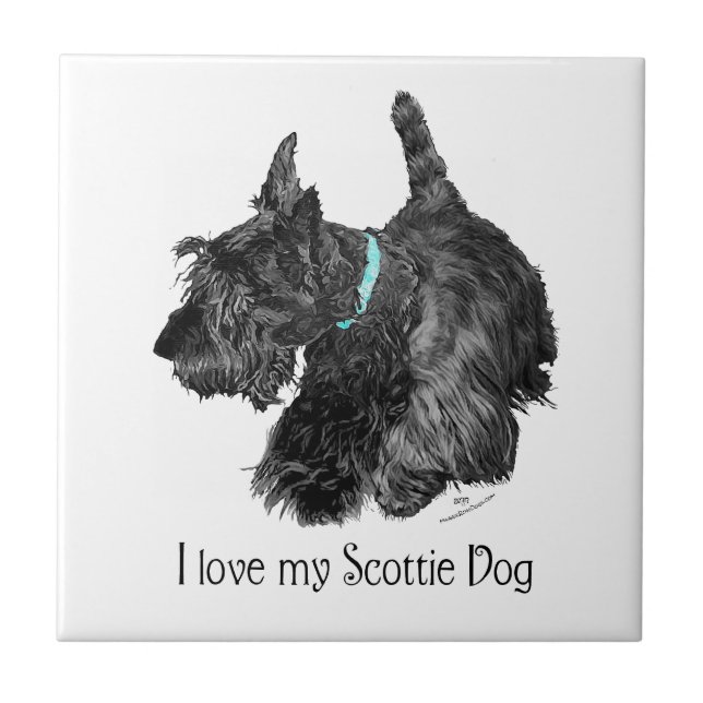 I Love My Scottie Dog Ceramic Tile (Front)