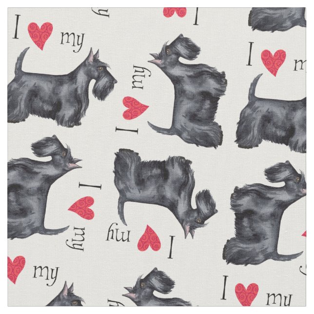 I Love my Scottish Terrier Fabric (Close Up)