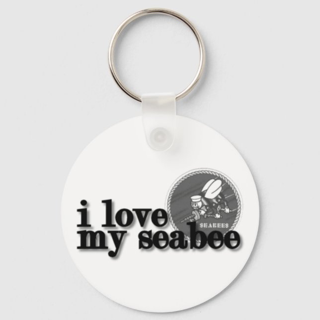 I love my Seabee with Seabee logo Key Ring (Front)
