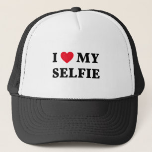 I love my selfie, word art, text design trucker hat