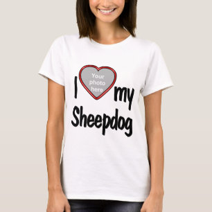 I Love My Sheepdog Cute Red Heart Photo Frame T-Shirt