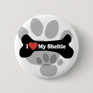 I Love My Sheltie - Dog Bone 6 Cm Round Badge
