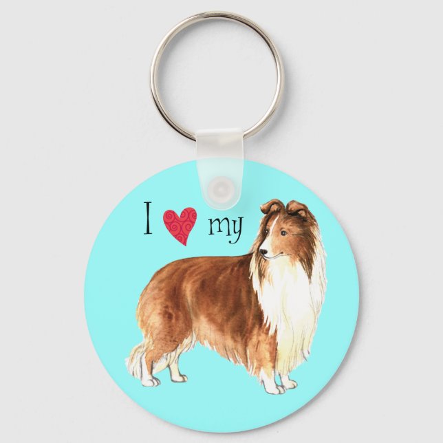I Love my Sheltie Key Ring (Front)