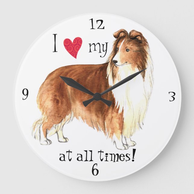 I Love my Sheltie Large Clock (Front)