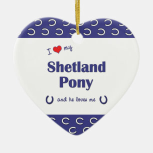 I Love My Shetland Pony (Male Pony) Ceramic Tree Decoration
