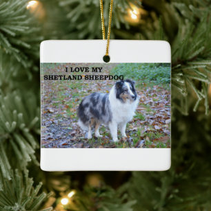 I Love My Shetland Sheepdog Ceramic Ornament