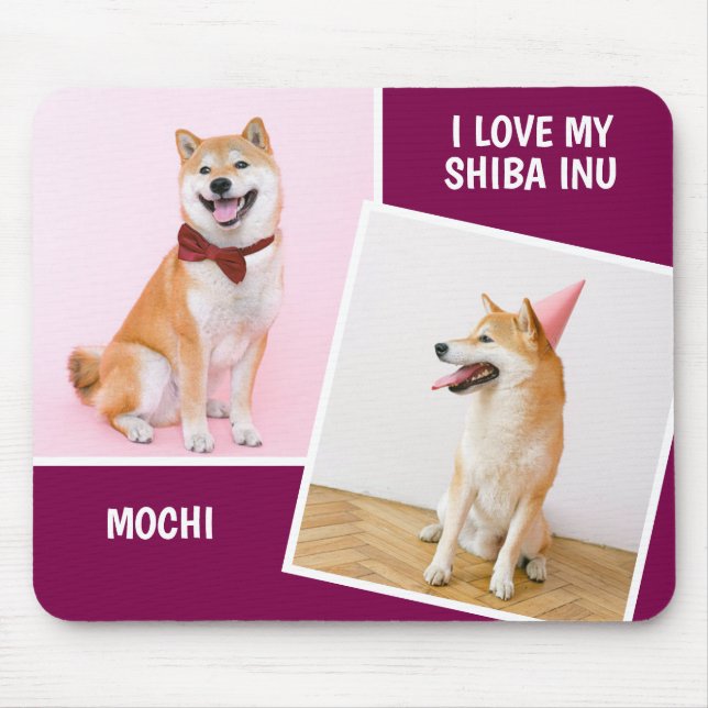 I Love My Shiba Inu Two Photo Mouse Pad (Front)