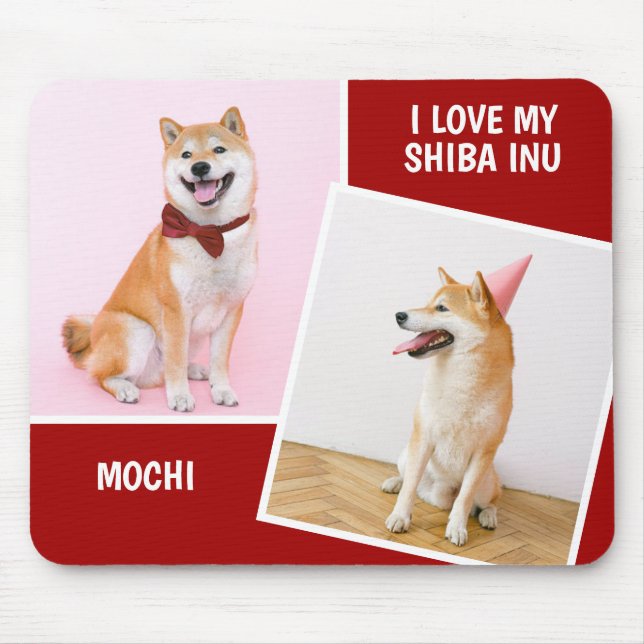 I Love My Shiba Inu Two Photo Mouse Pad (Front)