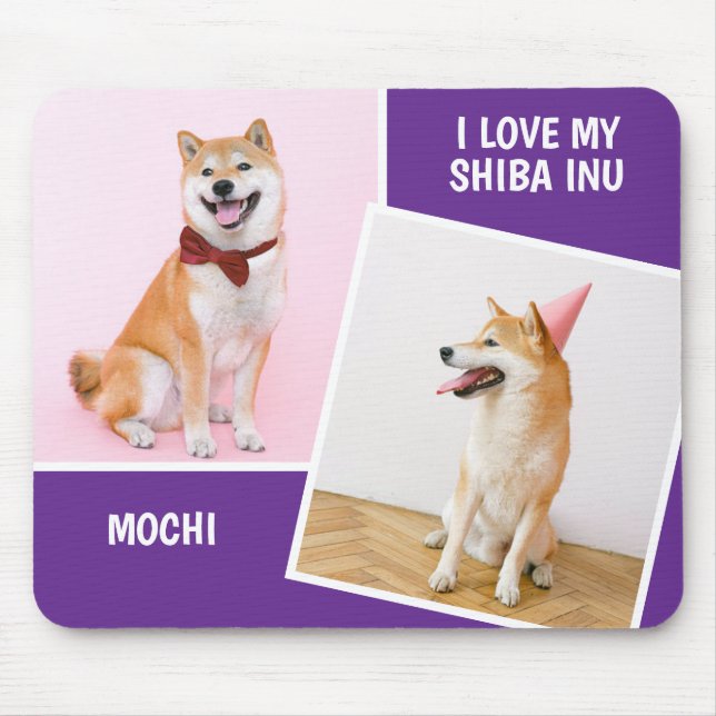 I Love My Shiba Inu Two Photo Mouse Pad (Front)