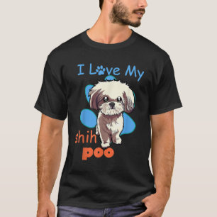 I Love My Shih Poo Best Dog Lover Paw Print Christ T-Shirt