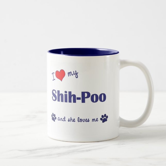 I Love My Shih-Poo (Female Dog) Two-Tone Coffee Mug (Right)