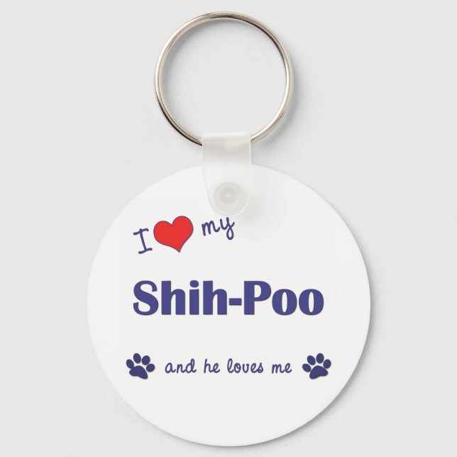 I Love My Shih-Poo (Male Dog) Key Ring (Front)