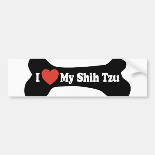 I Love My Shih Tzu - Dog Bone Bumper Sticker