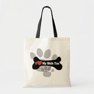 I Love My Shih Tzu - Dog Bone Tote Bag