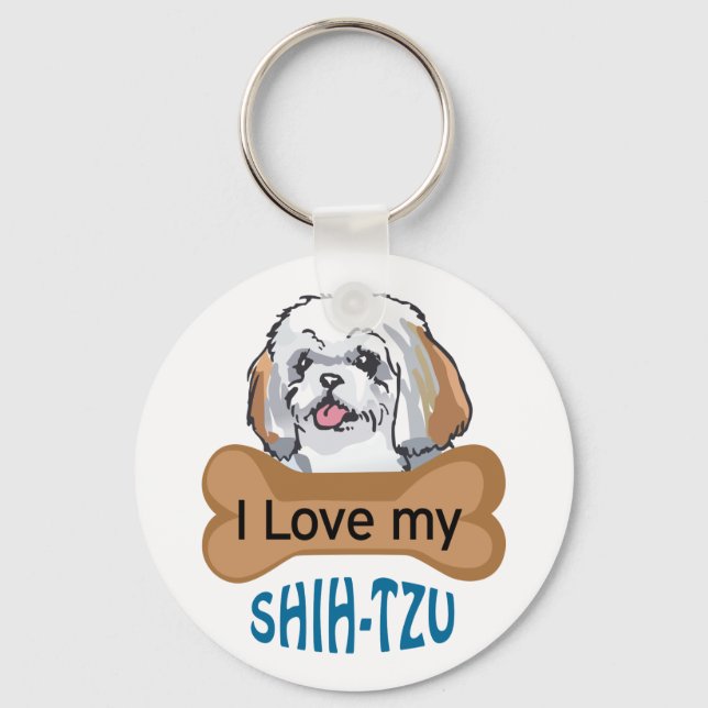 I Love my Shih Tzu Key Ring (Front)