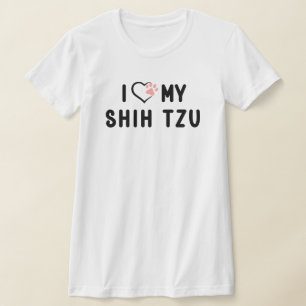 I Love My Shih Tzu Pink Paw Heart Dog T-Shirt