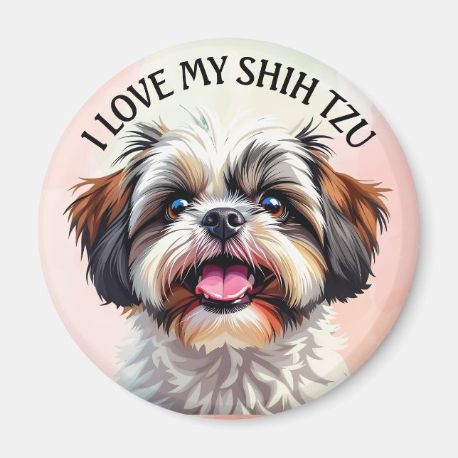 I Love My Shih Tzu Puppy Dog  Magnet (Front)