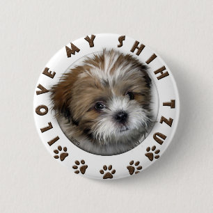 I Love My Shih Tzu Tender Pet Design 6 Cm Round Badge