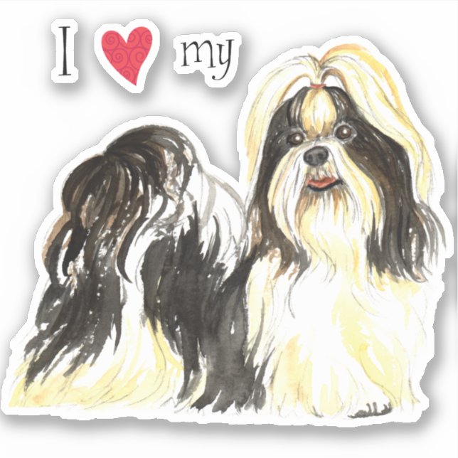 I Love my Shih Tzu Vinyl Sticker (Front)