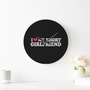 I Love My Short GF Girl Boy Couple Valentines Day Large Clock