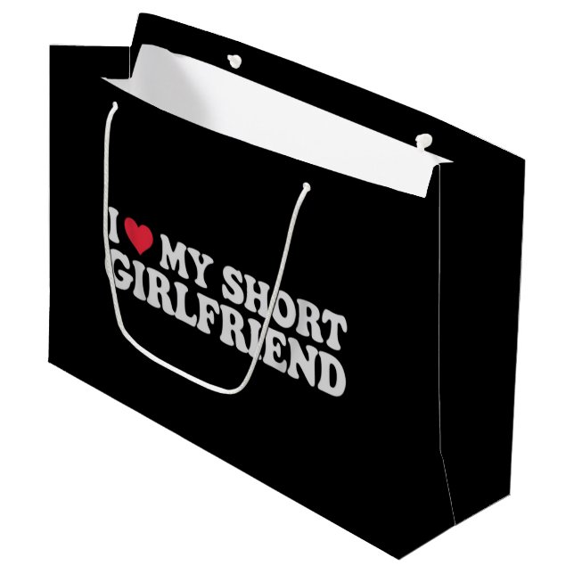 I Love My Short GF Girl Boy Couple Valentines Day  Large Gift Bag (Front Angled)