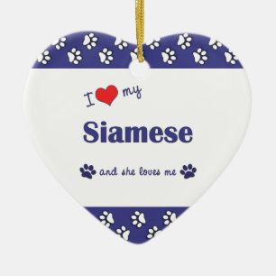 I Love My Siamese (Female Cat) Ceramic Tree Decoration
