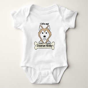 I Love My Siberian Husky Baby Bodysuit