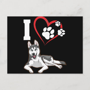 I love my siberian husky dog Home Decor Gift Holiday Postcard