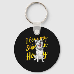 I Love My Siberian Husky Snow Dog Lover Gift Key Ring