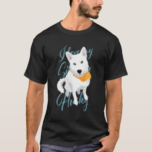 I Love My Siberian Husky White Snow Dog With Blue T-Shirt