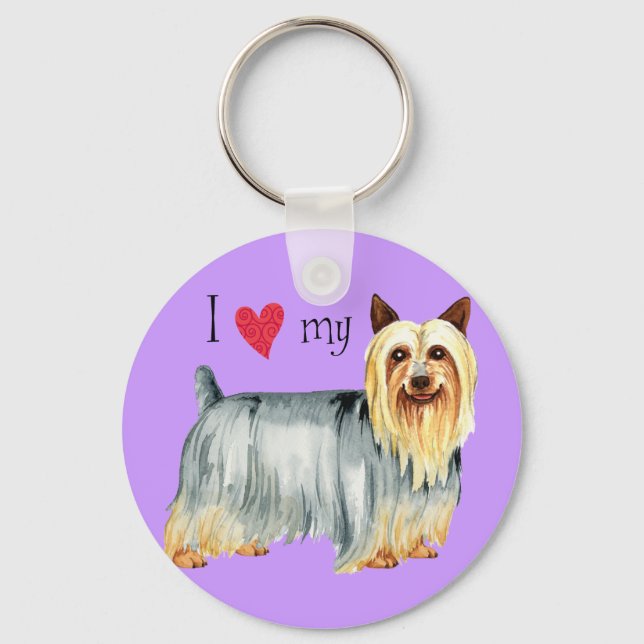 I Love my Silky Terrier Key Ring (Front)