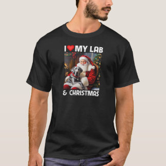 I Love My Silver Lab Retriever and Christmas Santa T-Shirt