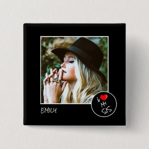 I Love My Sis Custom Photo – Personalised 15 Cm Square Badge