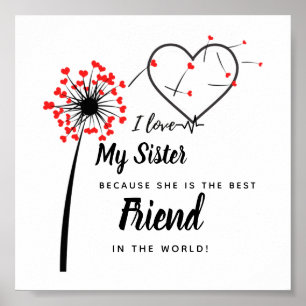 I Love My SISTER - Best Friend Personalised Gift Poster