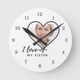 I Love My SISTER - Best Friend Personalised Gift Round Clock