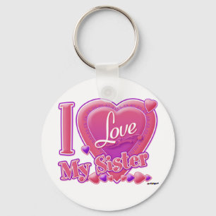 I Love My Sister pink/purple - heart Key Ring