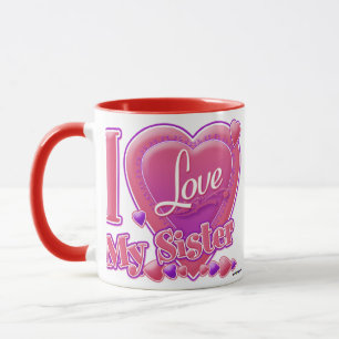 I Love My Sister pink/purple - heart Mug