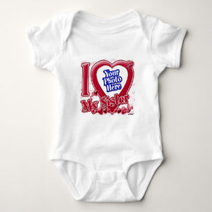 I Love My Sister red heart - photo Baby Bodysuit