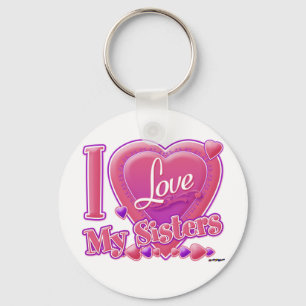 I Love My Sisters pink/purple - heart Key Ring