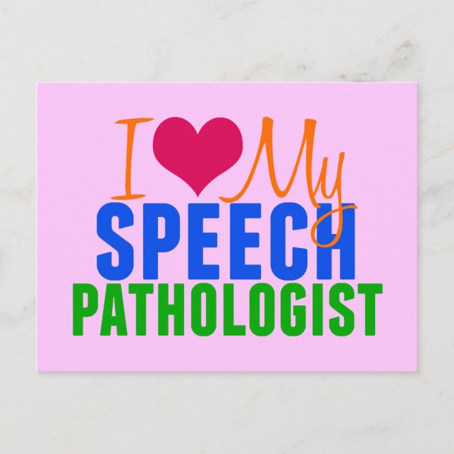 I Love My SLP (pink) Postcard (Front)