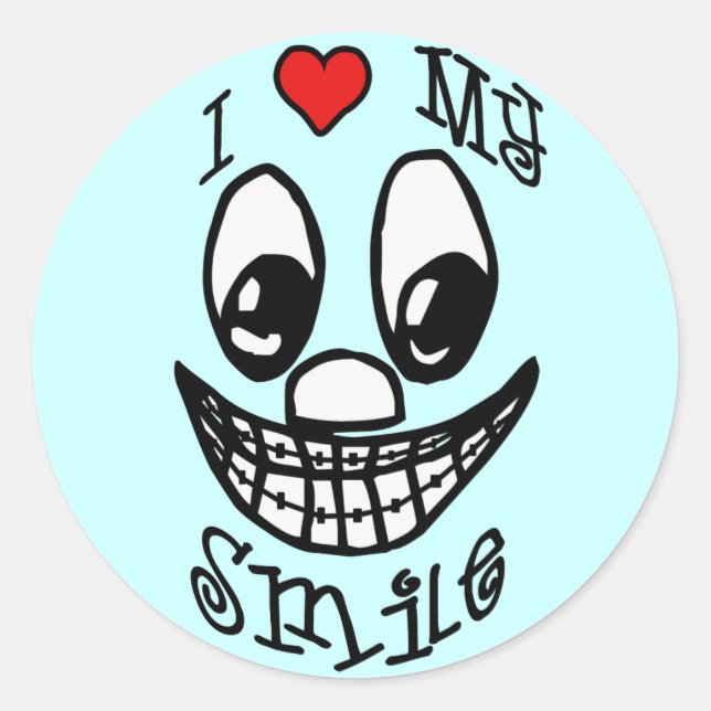 I Love My Smile Classic Round Sticker (Front)