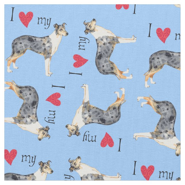 I Love my Smooth Collie Fabric (Close Up)