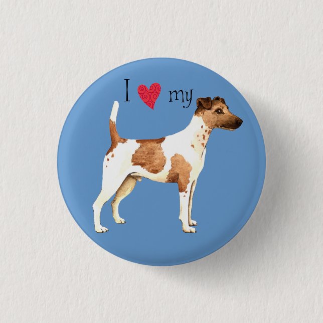 I Love my Smooth Fox Terrier 3 Cm Round Badge (Front)