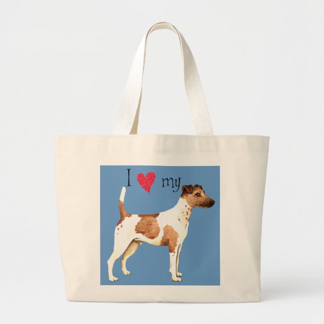 I Love my Smooth Fox Terrier Large Tote Bag (Front)