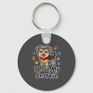 I Love My Snorkie Cute Schnauzer Yorkie Mix Dog Lo Key Ring