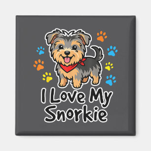 I Love My Snorkie Cute Schnauzer Yorkie Mix Dog Lo Magnet