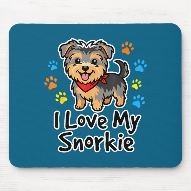 I Love My Snorkie Cute Schnauzer Yorkie Mix Dog Lo Mouse Pad (Front)