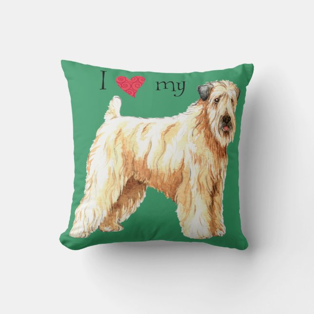 I Love my Soft Coated Wheaten Terrier Cushion (Front)