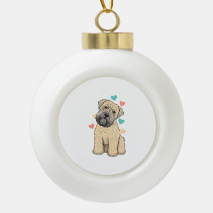 I Love My Soft Coated Wheaten Terrier Dog Heart Ceramic Ball Christmas Ornament
