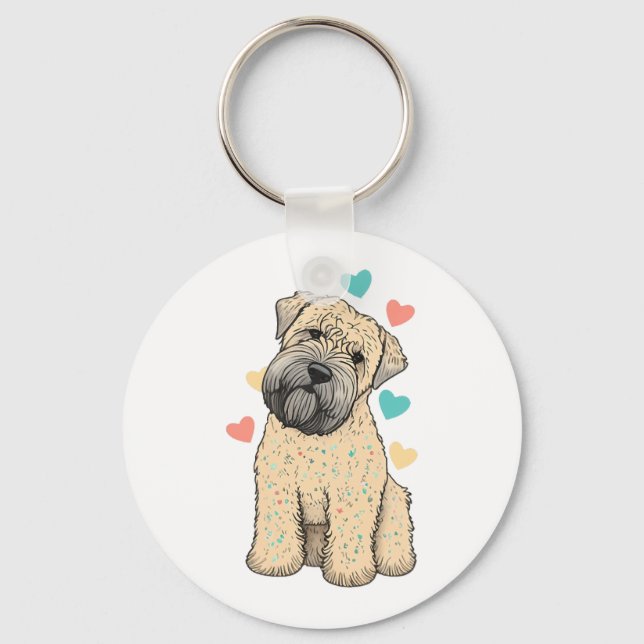 I Love My Soft Coated Wheaten Terrier Dog Heart Key Ring (Front)